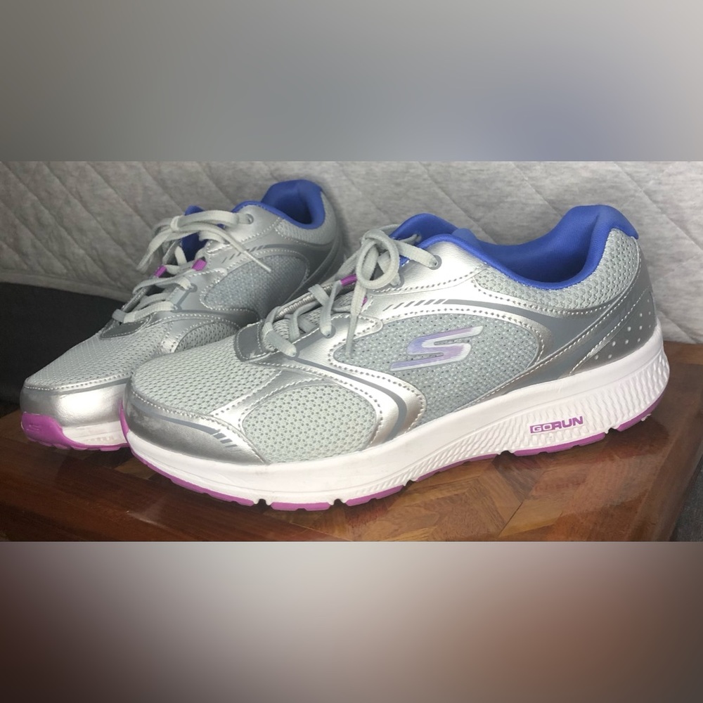 Skechers Women's Silver and Purple Running Shoes
